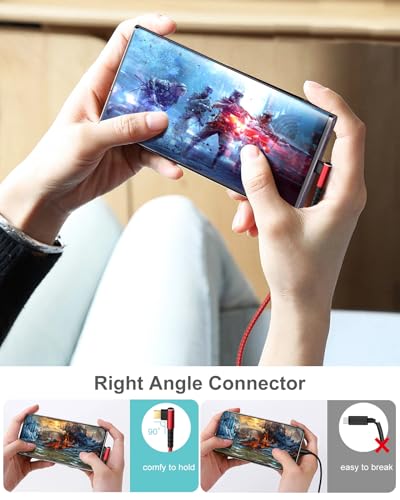 Enhanced 10 ft Right Angle USB C to USB C Cable – 60 W Fast Charging and Data Transfer for i Phone 16, Mac Book, Galaxy S24 – 4-Pack Durable Braided Design for Optimal Performance and Convenient Use