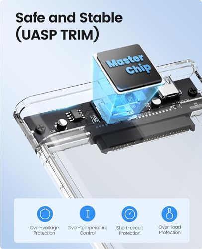 ORICO 2.5” SATA to USB 3.1 Type-C Hard Drive Enclosure – High-Speed External HDD/SSD Case with UASP Support for Seamless Data Transfer, Compatible with Mac & Windows, Ideal for 7 mm and 9.5 mm Drives – Reliable Storage Solution for Professionals and Casual Users