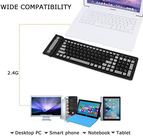 Ultimate Portable Wireless Silicone Keyboard – Rollable & Flexible 107-Key Design with Number Pad | Waterproof, Dustproof & Soft Touch Typing Experience for Laptops, PCs, Tablets & Travel Enthusiasts – Enhanced Compatibility & Effortless Storage