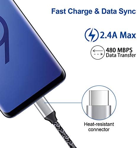 Ultra-Fast Wall Charger A35 Galaxy Cube: 6 FT Braided USB-C Power Cord for Samsung Galaxy A Series & S Series – 3-Pack with Enhanced Compatibility & Safety Features