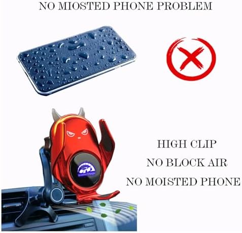 Innovative Auto-Clamping Wireless Charging Car Phone Holder with Rotatable Vent Clip – Stylish Cute Demon Design for i Phone, Samsung Galaxy & Android Devices – Ultimate Compatibility and Fast Charging Solution for Modern Drivers