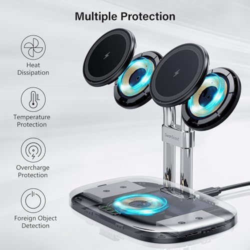 Revolutionary Dual Magnetic Wireless Charger for i Phone 16, 15, 14, 13, 12 & Air Pods Pro 2 – Ultra-Fast Charging Station with Enhanced Compatibility & Sleek Design (White) – Simplify Your Charging Experience with Secure Magnetic Alignment and Cable Clutter Reduction