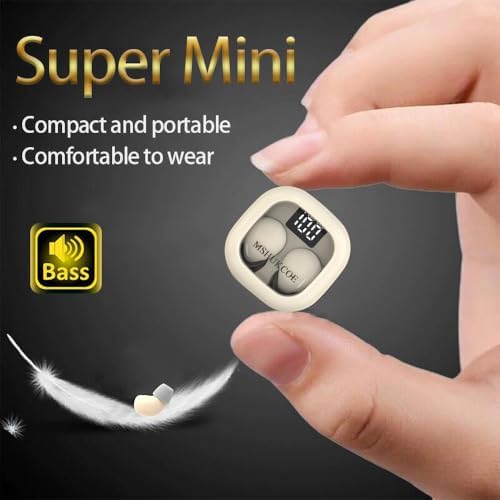 Revolutionary SK19 Sleep Earbuds for Side Sleepers | Ultra-Compact Wireless Bluetooth Earphones Tailored for Small Ears | Discreet Invisible Design with Hands-Free Mic for Effortless Calling | Enhanced Connectivity in Stylish Khaki | Ideal for Restful Sleep and Everyday Listening