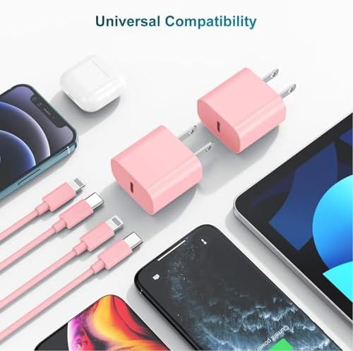 Ultra-Fast 20 W USB-C Charger with 6-Foot Lightning Cable – Convenient 3-Pack for i Phone 14/13 Pro, Ideal for Home and Travel – Superior Durability and Extended Reach for Effortless Charging Anytime