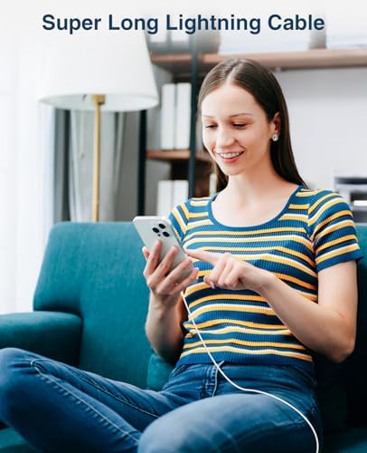 Premium 10 ft Lightning Charger Cable 2 Pack for i Phone and i Pad – Apple MFi Certified, Fast Charging, Durable Design for Enhanced Connectivity with i Phone 14/13/12/11 Pro Max SE XR XS X 8 7 6 – Perfect for Home, Office & On-the-Go Use