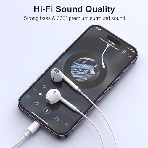 Premium Wired Earbuds for i Phone – Dual Pack with Built-In Microphone and Volume Control – Exceptional Noise Isolation for Unmatched Clarity – Tailored Compatibility with i Phone 14/13/12/11/XR/XS/X/8/7/SE – Ultimate Comfort for Daily Use and Enhanced Listening Experience