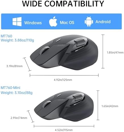 Revolutionize Your Workflow with Rapoo MT760 Multi-Device Wireless Mouse – Effortlessly Connect Up to 4 Devices with Bluetooth 5.0 & 2.4 G, 11 Customizable Buttons, 4 K DPI Precision, and 90 Days of Uninterrupted Battery Life – Perfect for Professionals and Tech Enthusiasts in Sleek Matte Black