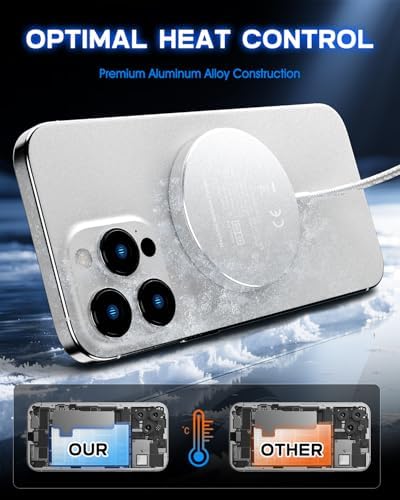 Yootech Qi2 Certified 15 W Mag-Safe Wireless Charging Pad for i Phone 16/15/14/13 Series – Ultra-Fast Magnetic Charger with 4 ft Durable Cable – Seamless Charging Experience with Enhanced Compatibility and Stability