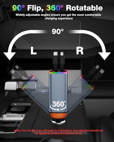 120 W Retractable Car Charger – 4-in-1 USB-C Fast Charging Adapter for i Phone 16/15/14/13/12 & Samsung Devices – Compact, Durable Design for Effortless Organization and Rapid Power Delivery on the Go