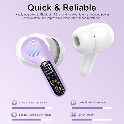 Elevate Your Sound Experience with Premium Wireless Earbuds – Advanced Bluetooth 5.4, Hi-Fi Stereo Audio, and ENC Noise Cancellation for Crystal-Clear Calls, IP7 Waterproof Design for Active Lifestyles, 48-Hour Playtime with LED Battery Display, Chic Rose Gold Finish for Everyday Elegance in Sports and Leisure