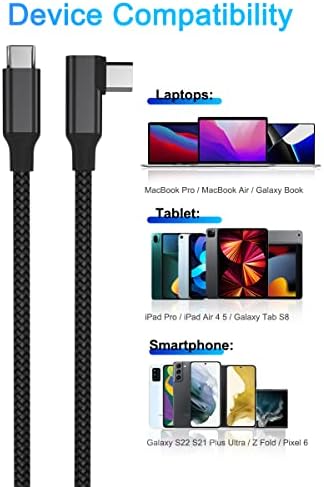 Elebase Right Angled USB Type C to C 100W Cable 6.6FT with USB A Adapter,90 Degree Power Delivery Fast Charging PD Charger Cord for MacBook Mac Pro,iPad 10 10th Air 4 4th 5 5th Mini 6 6th Generation – Enhanced Compatibility and Speed