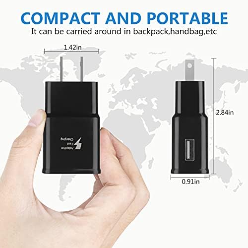 2-Pack USB Wall Charger Adapter for Samsung Galaxy – Adaptive Fast Charging Block with Quick Charge Technology for S25, S24, S23, S22, S21, S20, A Series – Sleek Black Design for Enhanced Compatibility and Efficiency