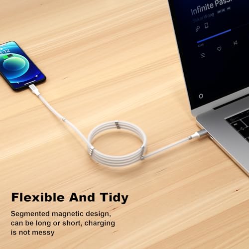 Revolutionary Magnetic Charging Cable (3.3 ft) – Tangle-Free, Fast Charging Solution for i Phone 6-14 | Effortless Magnetic Attachment, Durable Design & Enhanced Compatibility for Ultimate Convenience