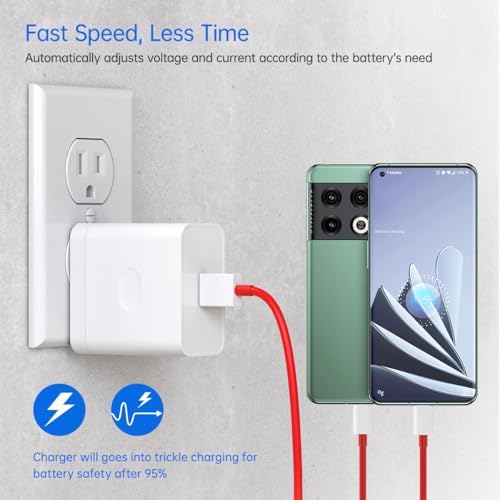 High-Performance 80 W & 65 W Compatible One Plus Charger with 3.3 ft Cable – Rapid Charging Solution for One Plus 13, 12, 11, and More – Versatile, Lightweight Design for Travel and Enhanced Device Protection