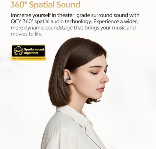 QCY Crossky C30 S Open Ear Wireless Earbuds – Ultra-Light Clip-On Design with Bluetooth 6.0, Superior LDAC Hi-Res Audio, Enhanced Deep Bass, 40-Hour Playtime, Quick Charge, and IPX5 Waterproof Rating for Active Lifestyles – Ideal for Sports and Outdoor Adventures