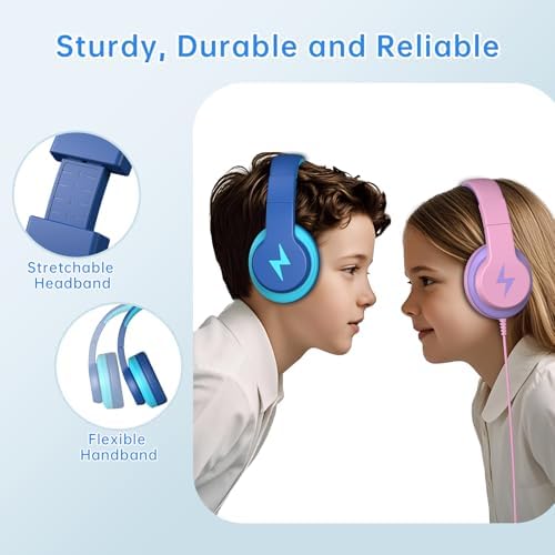 Unleash Your Child’s Potential with Premium USB-C Over-Ear Headphones – Crisp HD Audio, Safe Volume Control for Young Ears, Perfect for Learning and Adventure, Compatible with i Pads, PCs, Tablets – Stylish Foldable Design in Eye-Catching Blue for Ultimate Comfort and Engagement