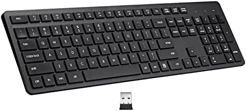 Upgrade Your Workspace with the Harburfine Silent Wireless Keyboard – Full-Size 106-Key USB Keyboard for Windows, Chrome & More – Ergonomic Design for Comfort & Enhanced Productivity – Quiet Key Presses for Distraction-Free Typing – Perfect for Office & Home Use