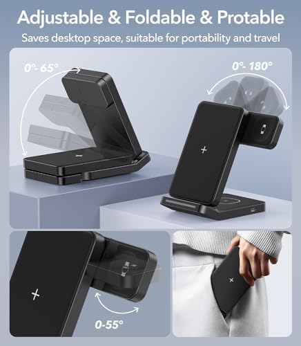 Ultimate 3-in-1 Foldable Wireless Charging Station for Samsung – Fast Charger for Galaxy S25 Ultra, S24/S23/S22/S21, Note 20, Z Flip/Fold 6/5, Galaxy Watch Ultra/7/6/5 Pro & Galaxy Buds – Portable & Sleek Design for Home, Office, Travel