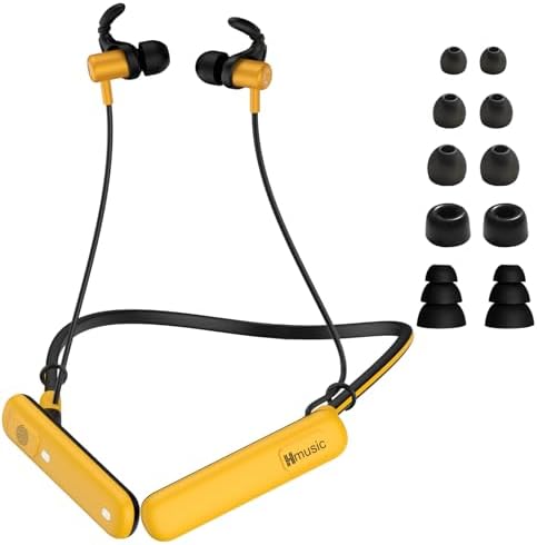 Hmusic H23 Jobsite Neckband Headphones – Unmatched 30 d B Noise Isolation with IPX7 Waterproof Design, 80 Hours of Continuous Playtime, and Superior Wireless Performance for Outdoor Professionals and Gamers – Ideal for Construction, Lawn Care, and Active Lifestyles!