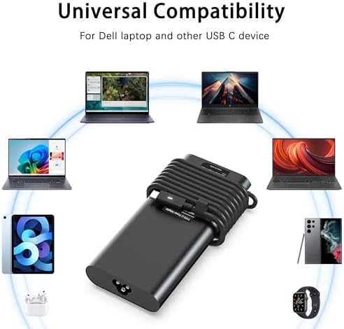 Ultra-Fast 130 W USB-C Charger for Dell XPS & Precision Laptops – Lightweight Power Adapter with Advanced Safety Features for Effortless Travel & Reliable Performance