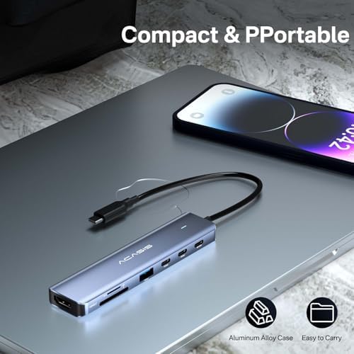 Transform Your Workflow with the ACASIS 7-in-1 USB C Hub – Experience 4 K HDMI Output, Fast Data Transfer, and 100 W Power Delivery for Mac Book and Laptops – Ultimate Multiport Adapter for Enhanced Productivity and Connectivity