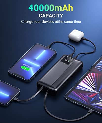 High-Capacity 40000 m Ah Portable Power Bank – Advanced PD 30 W & QC4.0 Fast Charging with Built-In Dual Output Cables and LED Battery Indicator for i Phone, Android, and All Electronic Devices – Ultimate Charging Solution for On-the-Go Power Needs