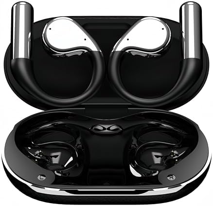 Premium Waterproof Bluetooth 5.4 Sport Earbuds with Ergonomic Ear Hooks – Next-Level Noise Cancellation & Touch Control for Active Lifestyles – Ideal for Running, Fitness, and Outdoor Adventures (Black) – LCD Display for Instant Connectivity Feedback
