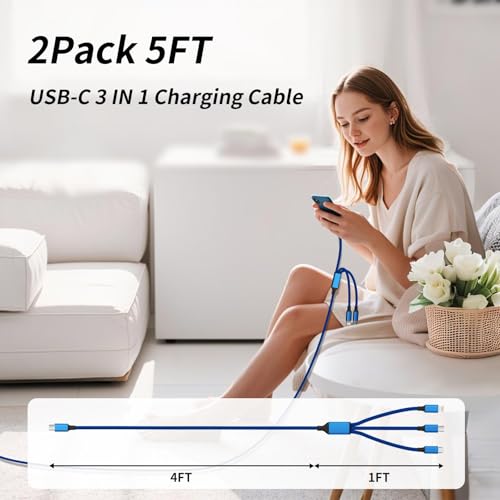 240 W 4-in-1 USB C Charging Cable – 6 FT Multi-Device Power Solution with LED Indicator for i Phone 16/15/14 Pro, Mac, i Pad, Samsung S25/S24 – Fast Charging Compatibility, Durable Design for Home & Travel