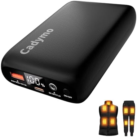 Ultimate 7.4 V 16000 m Ah Heated Vest Battery Pack – Portable Power Bank with DC Adapter for Heated Jackets – Long-lasting Warmth & Versatility for Outdoor Adventures – Ideal for Cold Weather Comfort and Device Charging