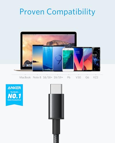 Anker 10 FT USB A to USB C Charging Cable – Durable 2 Pack for Samsung Galaxy S10, LG V30 & Beats Fit Pro – Fast Charging, Tangle-Free Design for Ultimate Flexibility & Universal Device Compatibility