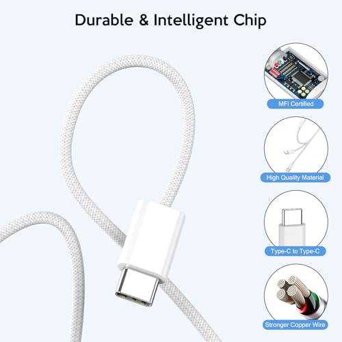 i Phone 16 & 15 Fast Charge Trio: 20 W USB-C Wall Chargers & 10 FT Woven Cables for Ultimate Device Compatibility – Ideal for i Pad Pro, Air Pods, and More – Efficient, Durable, and Perfect for Home or Travel Charging Solutions