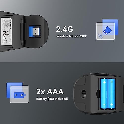 TECKNET Ultra-Portable Folding Wireless Mouse with Adjustable DPI – Perfect Travel Companion for Notebook and PC Users – Exceptional 2-Year Battery Life for Uninterrupted Productivity – Ergonomic Design for Comfort and Precision – Reliable 2.4 GHz Wireless Connectivity for Seamless Performance