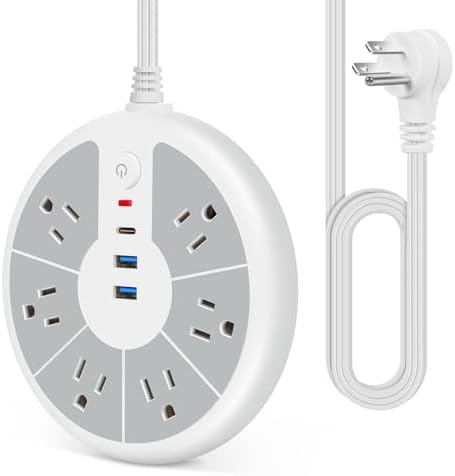 Maximize Your Charging Potential with the Ultra-Slim Cord Power Strip – 6-Outlet Surge Protector Featuring 3 Fast USB Ports for Ultimate Desk and Office Efficiency – Compact Design for Easy Mobility and Enhanced Device Compatibility – Safeguard Your Electronics with Superior Surge Protection