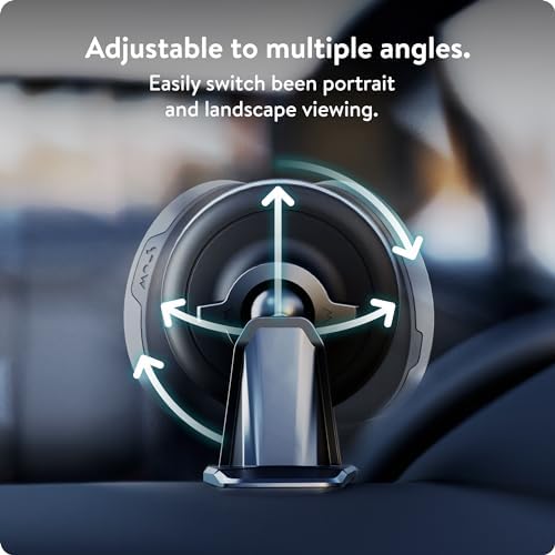 Mous Mag Safe Car Mount Phone Stand – Secure Suction Mount for i Phone 16/15/14/13/12 Series | Effortless 360° Rotation & Magnetic Alignment for Ultimate Convenience | Ideal for Hands-Free Navigation and Streaming