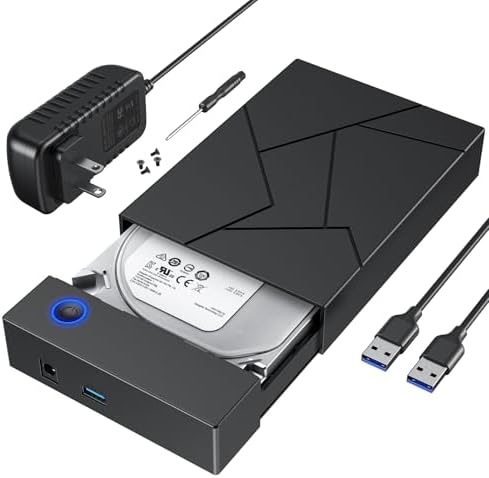 FEMORO 3.5-Inch SATA Hard Drive Enclosure – USB 3.0 External HDD Case with 20 TB Capacity, UASP Technology for Accelerated Data Transfers, Includes 12 V 2 A DC Power Adapter, Tool-Free Installation for Effortless Setup