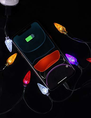 Illuminate Your Holiday Season with LED Christmas Light Phone Charger Cord – USB Charging Cable for i Phone 14/13/12/11 Pro/XS/XS Max/XR/X/8 Plus/8/7 Plus/7/6 s/6/5 s/5 c/5 & i Pads – 10 Multicolored LED Lights for Festive Charging (Black, 2-Pack) – Perfect Holiday Gift for Tech Lovers and Seasonal Decor Enthusiasts!