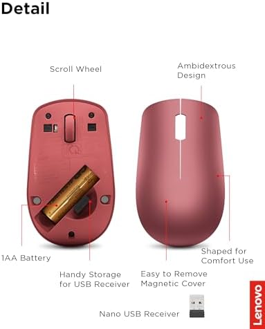 Lenovo 530 Wireless Mouse – Ergonomic Abyss Blue Design with 2.4 GHz Nano USB Receiver, 1200 DPI Optical Sensor for Precision Tracking, Lightweight & Portable for Effortless Navigation, Ideal for Left & Right-Handed Users, Perfect Companion for Work or Travel
