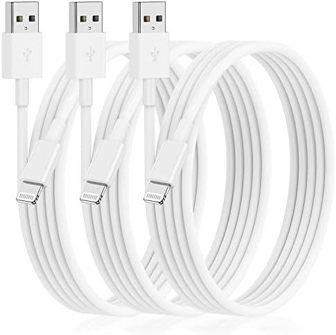 3 Pack of 10-Foot Apple MFi Certified Lightning Cables – Durable USB Charger for i Phone Models 14, 13, 12 Pro/Pro Max, XR, X, 8, 7, 6, 5 Plus, SE – Fast Charging & Extended Reach for Home and Office Use