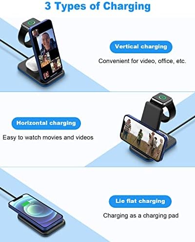 Revolutionary 3-in-1 Foldable Wireless Charging Station for i Phone, Apple Watch & Air Pods – Ultra-Portable Travel Charger with Rapid Charging for i Phone 16/15/14/13/12/11/Pro/XR & Air Pods Pro/4/3/2 – Perfect Solution for Mobile Professionals and Adventurers