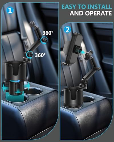 Versatile 2-in-1 Adjustable Cup Phone Holder for Cars – Secure Universal Mount for Large Smartphones and Drink Bottles, Engineered for No-Shake Stability During Hands-Free Driving in Trucks and SUVs, Optimal Compatibility for All Mobile Devices