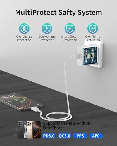 Powerful 45 W USB-C Charger & 100 W Cable Duo for i Phone 16, Galaxy, Mac Book – Enhanced Fast PD3.0/PPS Charging Technology, Compact & Travel-Ready Design, ETL-Certified for Ultimate Device Compatibility and Safety