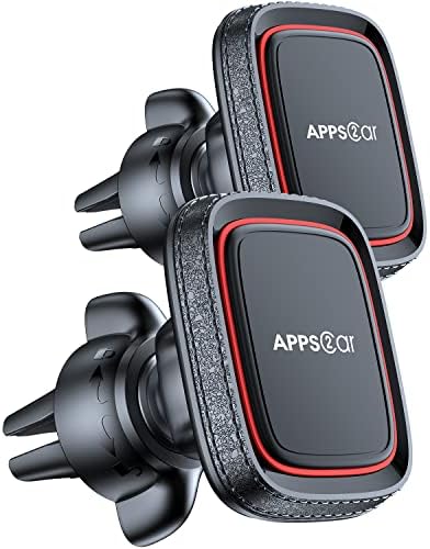Upgrade Your Driving Experience with the APPS2 2-Pack Magnetic Phone Car Mount – Enhanced Air Vent Holder for i Phone & Galaxy Devices, Featuring 6 Ultra-Strong Magnets and Adjustable Secure Fit for All Vehicle Types – Perfect for Hands-Free Navigation and Communication
