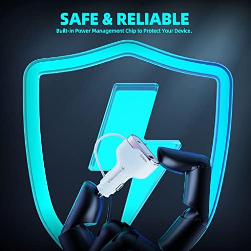 Experience Rapid Roadside Charging with SUNDA 120 W USB C Fast Car Charger – 4-Port Adapter Featuring Dual Type C PD60 W/PPS60 W for i Phone 16/15 Pro/Max/14 & Samsung Galaxy S24, Plus Dual USB-A 30 W QC3.0 for All Android Devices – Compact, Durable, and Universally Compatible for Effortless Multi-Device Charging on the Go