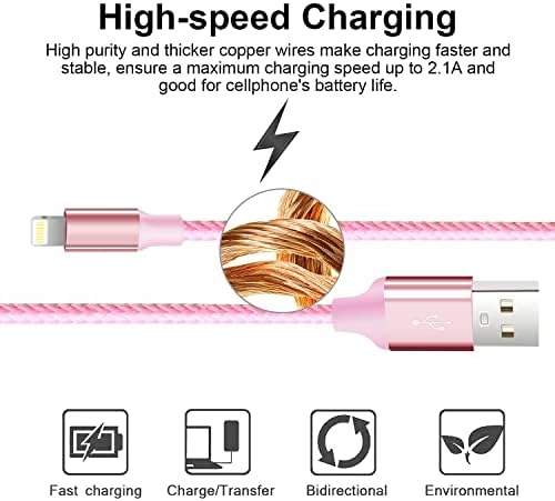 Premium 5-Pack i Phone Charger Set: MFi Certified Nylon Braided Fast Charging Cables (3 FT, 6 FT, 10 FT) for i Phone 14/13/12/11/X/Max/8/7/6/5/SE/i Pad – Unmatched Durability & Versatile Lengths for Every Lifestyle