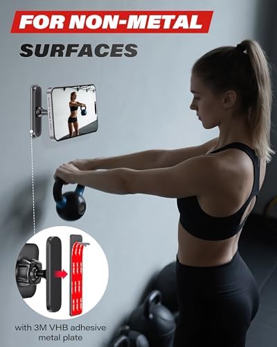A2C Magnetic Phone Holder for Gym – Aluminum Alloy Base Attach to Metal Surfaces, Gym Phone Mount for MagSafe iPhone 12-16 Series, Ideal Gym Essentials for Workouts Recording – Enhanced Compatibility and Speed
