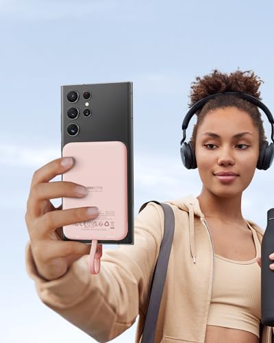 VEEKTOMX 5000 m Ah Ultra-Slim Portable Charger – Lightweight Power Bank with USB-C Cable, Stylish Pink Power Bank for i Phone 15/Plus/Pro/Pro Max & Android – Fast Charging, Ideal for On-the-Go Convenience and Daily Use