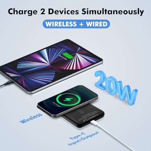 Sleek 5,000 m Ah Magnetic Wireless Charger for i Phones – Fast Charging Power Bank with LED Display, Compatible with i Phone 16 Pro Max/16 Pro/16, 15/14/13/12 Series – Effortless Charging for On-the-Go Lifestyles