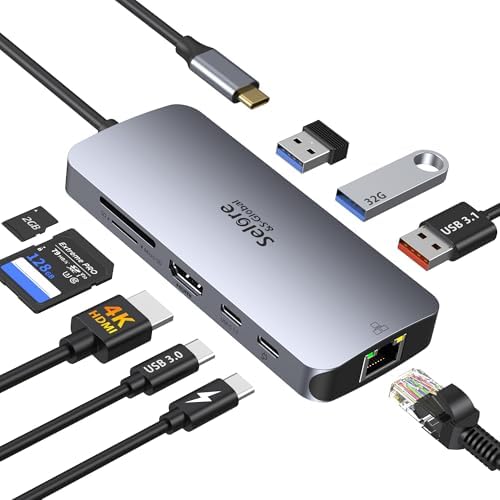 Ultimate 9-in-1 USB C Adapter for Mac Book Pro/Air – Versatile Dongle with 3 USB Ports, HDMI, RJ45 Ethernet, 100 W PD Charging, and SD/TF Card Reader – Unmatched Compatibility for Mac, Dell XPS, and Lenovo Think Pad – Boost Your Productivity and Streamline Your Workspace