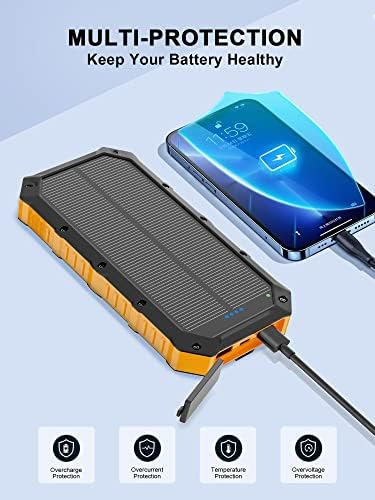 Ultimate 38800 m Ah Waterproof Solar Power Bank – High-Capacity Outdoor Charger with Dual USB-C Ports & Integrated LED Flashlights for i Phone, Samsung, i Pad – Perfect for Camping, Hiking, and Outdoor Adventures