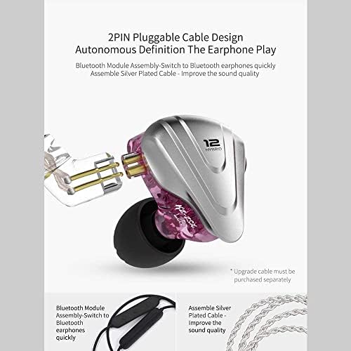 KZ ZSN Pro Hybrid In-Ear Earbud Headphones – High-Fidelity Audio with Dynamic Driver & Balanced Armature, Stylish Metal Faceplate, Detachable Cable for Custom Connectivity – Perfect for i Phone & Android Use, Ideal for Fitness & Everyday Listening (Blue, No Mic)